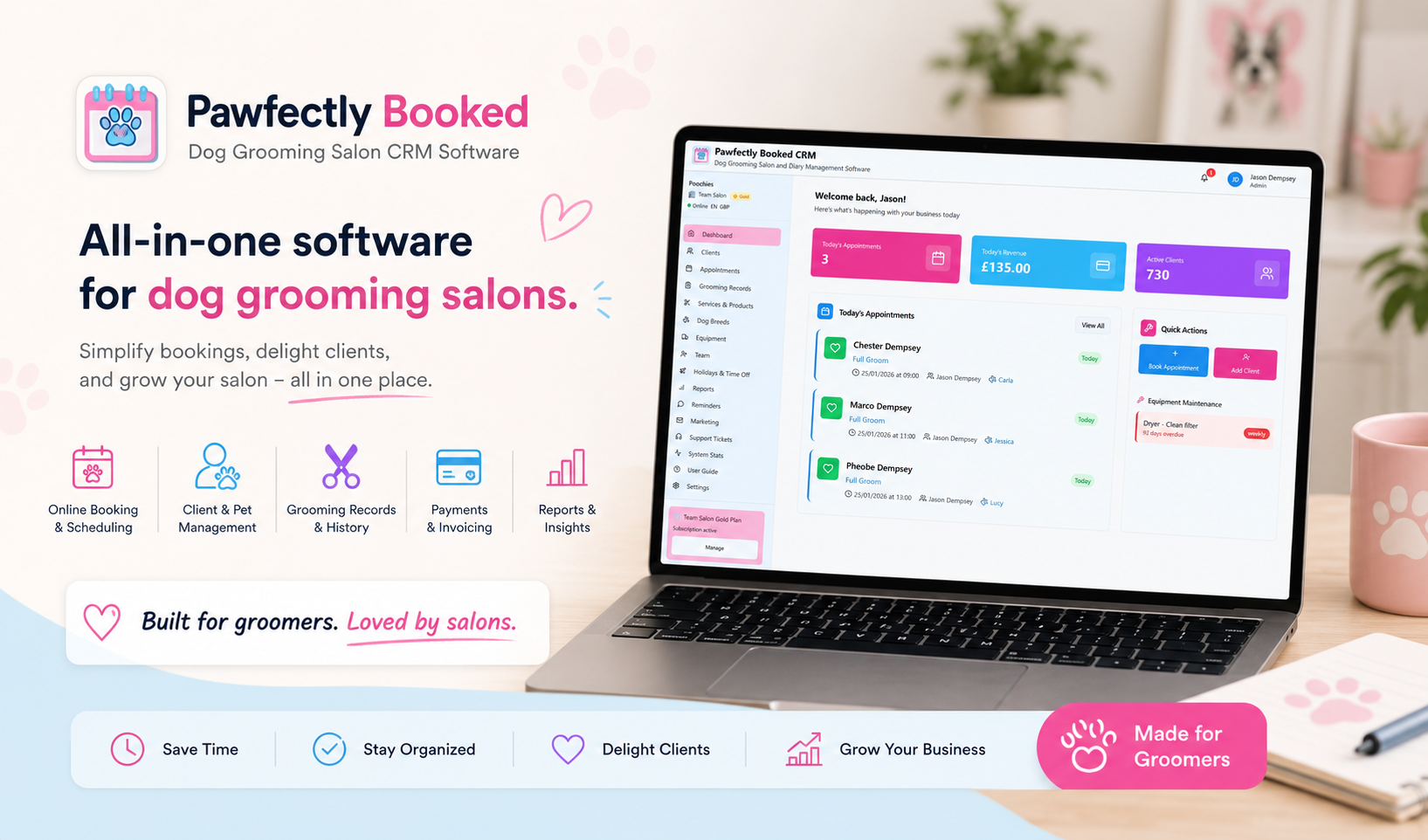 Pawfectly Booked | Dog Grooming Software for UK Salons